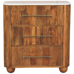 Artisan Furniture Beaumont Brown and White 3 Drawer Marble Solid Wood Chest of Drawers - thumbnail 2
