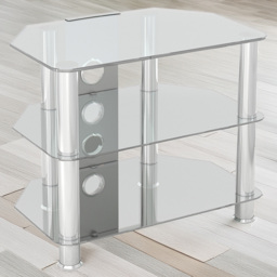 AVF Classic 2 Shelf Clear and Chrome Glass Corner TV Unit with Cable Management