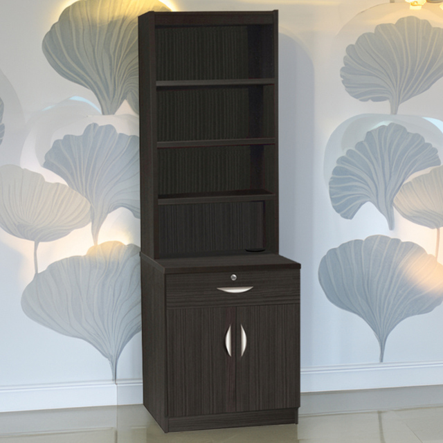 R White Cabinets Black 2 Door Single Drawer 4 Shelf Cupboard with Hutch - image 1