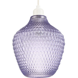 Happy Homewares Curvy Diamond Etched Glass Soft Lilac and Purple Pendant Shade - thumbnail 1