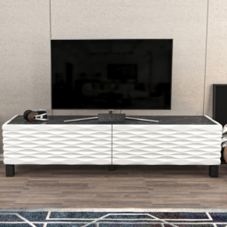 Decorotika Lerze White and Black Marble Effect 2 Door TV Unit