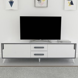 Decorotika Tex White and Anthracite 2 Door 2 Drawer Wide TV Unit