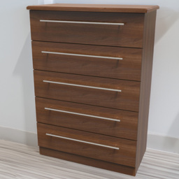 Crowndale Sherwood Noche Walnut 5 Drawer Chest of Drawers