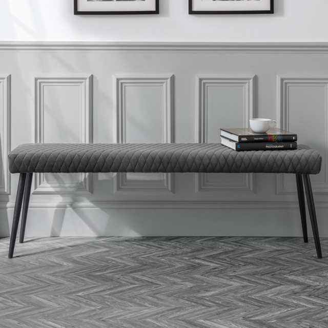 Julian Bowen Luxe 2 Seater Grey Low Dining Bench - image 1