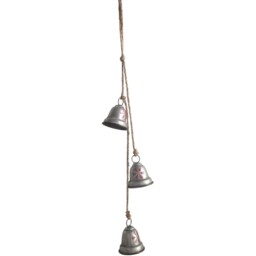 Santa's Chalet Silver Hanging Bell Christmas Decoration 76cm 3 Pack - thumbnail 1