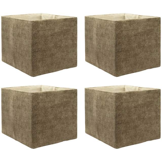 Homebase Patterned Taupe Cube Storage Insert 4 Pack - image 1