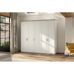 Homebase Truro Boak and White 5 Door Hinged Wardrobe with Slate Handles - thumbnail 4