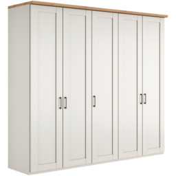 Homebase Truro Boak and White 5 Door Hinged Wardrobe with Slate Handles - thumbnail 2