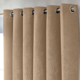 Alan Symonds Chenille Blackout Ring Top Eyelet Curtains Beige 229 x 229cm - thumbnail 2