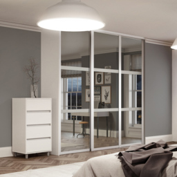 Spacepro Shaker 3 Panel White Frame Mirror Sliding Door 2220 x 762mm - thumbnail 2