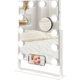 Portland Hollywood Dimmable Rotating LED Makeup Mirror with USB Port and Phone Holder