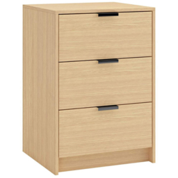 Home Source Phoenix Oak Effect 3 Drawer Bedside Storage Table - thumbnail 2