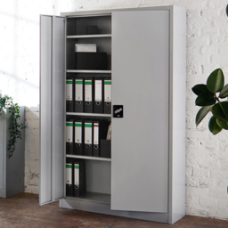 tectake Grey Filing Cabinet Blain with Adjustable Shelves - thumbnail 1