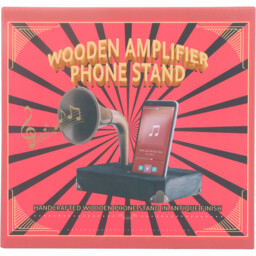 Wooden Amplifier Phone Stand Gold