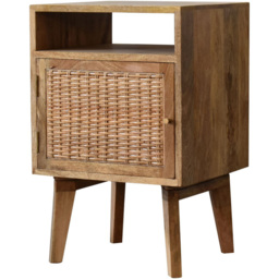 Artisan Furniture Single Knit Door Single Shelf Brown Solid Wood Bedside Table - thumbnail 3