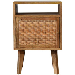 Artisan Furniture Single Knit Door Single Shelf Brown Solid Wood Bedside Table - thumbnail 2