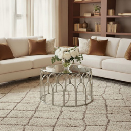 Premier Housewares Merlin Silver Leaf Coffee Table - thumbnail 3
