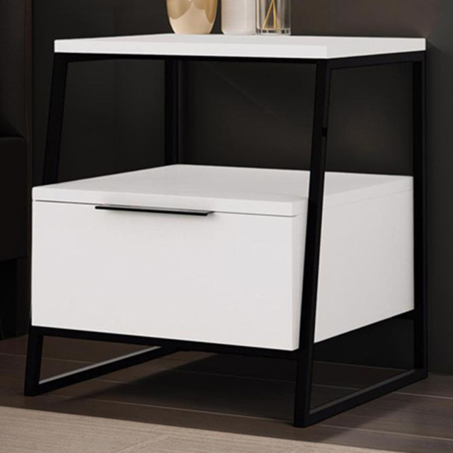 FWStyle Pal White Single Drawer Single Shelf Bedside Table