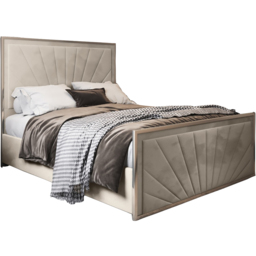 Roxy Single Silver Soft Velvet Upholstered Metal Bed Frame with Chevron Headboard - thumbnail 2