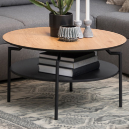 Florence Goldington Single Shelf Oak and Black Round Coffee Table