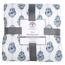 Kai Printed Bedspread - Blue - thumbnail 1
