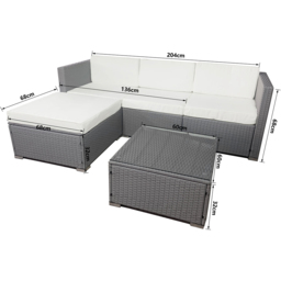 Rupert Grey 4 Seater L Shaped Rattan Garden Corner Lounge Set - thumbnail 4