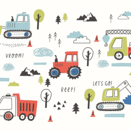 Origin Murals Tractors and Diggers Red Wall Mural - thumbnail 2