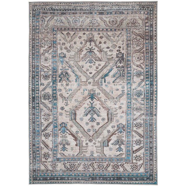 Kukoon Traditional Bordered Medallion Beige and Grey Rug 200 x 290cm - image 1