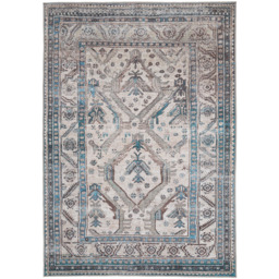 Kukoon Traditional Bordered Medallion Beige and Grey Rug 200 x 290cm - thumbnail 1