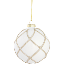 Decadent Bronze White Glitter Wrapped Bauble