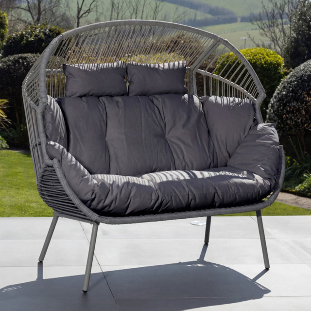 Artemis Home Cocona 2 Seater Grey Rattan Standing Egg Chair with Canopy - image 1