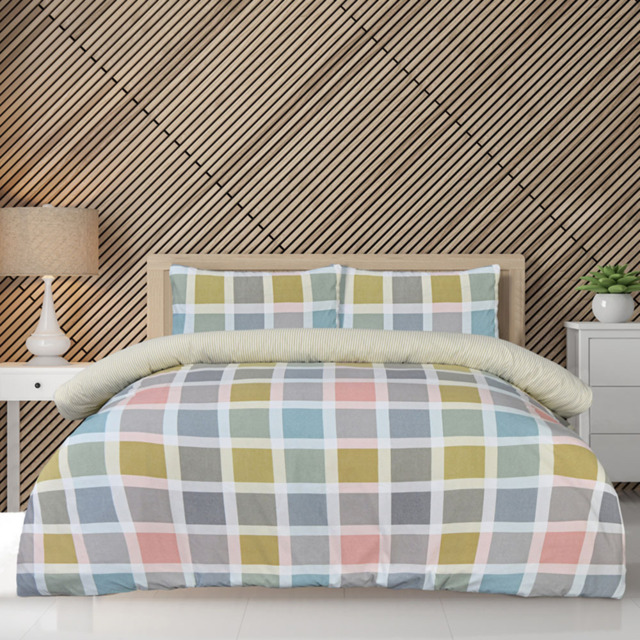 Smart Living Single Crosshatch Check Duvet Set - image 1