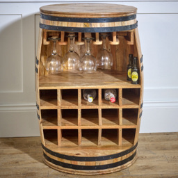Brooklyn Surrey Solid Dark Wood Barrel Wine Sideboard