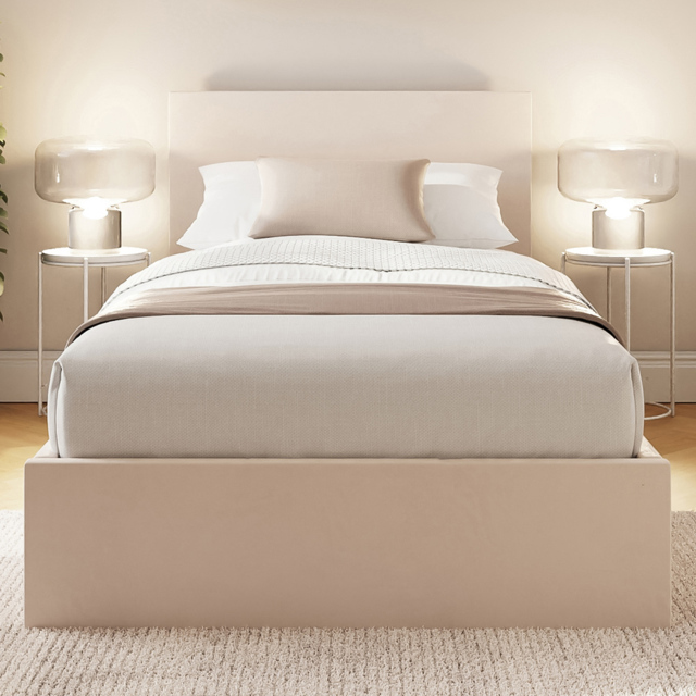 GFW Natural Single Velvet End Lift Ottoman Bed with Memory Pocket Spring Mattress - image 1