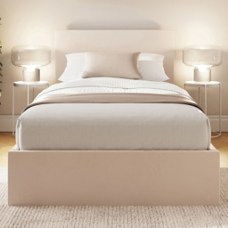 GFW Natural Single Velvet End Lift Ottoman Bed with Memory Pocket Spring Mattress