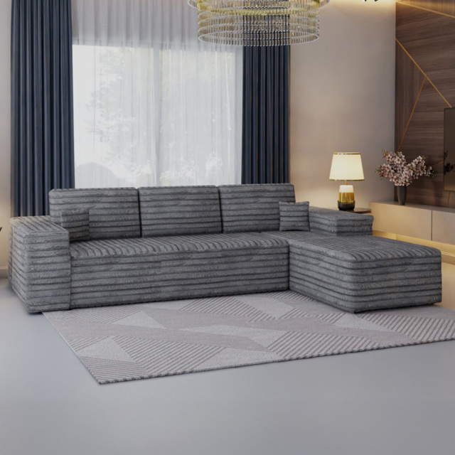 Sliding Wardrobes 4U Grey 3 Seater L Shaped Corner Sofa with Reversible Chaise - image 1