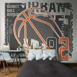 Origin Murals Modern Basketball Black Wall Mural