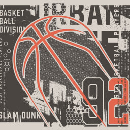 Origin Murals Modern Basketball Black Wall Mural - thumbnail 2