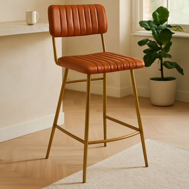 Premier Housewares Buffalo Gold and Tan Leather Bar Chair - image 1