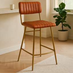 Premier Housewares Buffalo Gold and Tan Leather Bar Chair