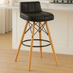 Premier Housewares Stockholm Black Leather Effect Bar Stool - thumbnail 3