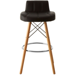 Premier Housewares Stockholm Black Leather Effect Bar Stool - thumbnail 2