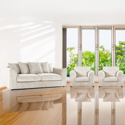 Luxor 5 Seater Cream Jumbo Cord Sofa Set with Scatter Back
