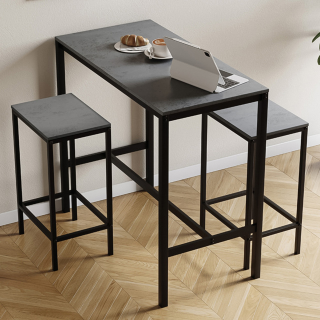 Vida Designs Roslyn 2 Seater Concrete Grey Bar Table Set - image 1
