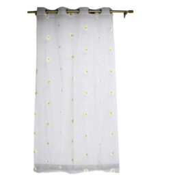 Divante White and Yellow Daisy Embroidered Voile Curtain 140 x 240cm - thumbnail 4