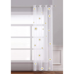 Divante White and Yellow Daisy Embroidered Voile Curtain 140 x 240cm - thumbnail 2