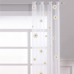 Divante White and Yellow Daisy Embroidered Voile Curtain 140 x 240cm