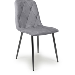Vernon Set of 4 Grey Brushed Velvet Dining Chair - thumbnail 2
