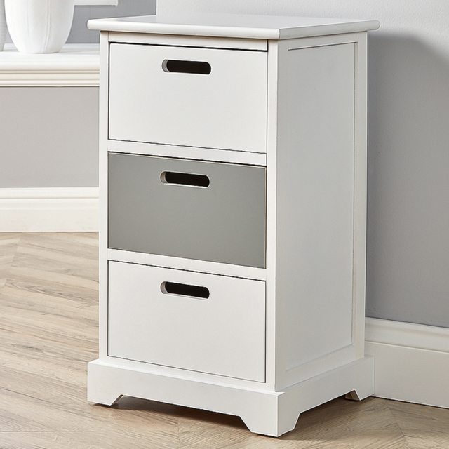 Home Source Ullswater White and Grey 3 Drawer Chest of Drawers - image 1