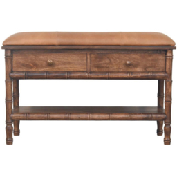 Artisan Furniture Roasted Almond 2 Drawer Bamboo Carved Mango Wood Storage Unit - thumbnail 2